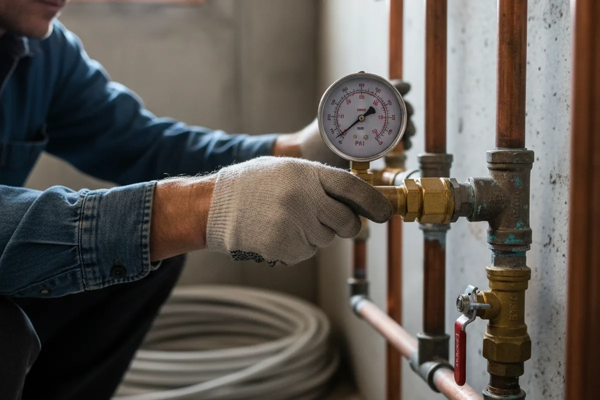 Pressure testing a repaired line during Water Line Repair in Des Plaines